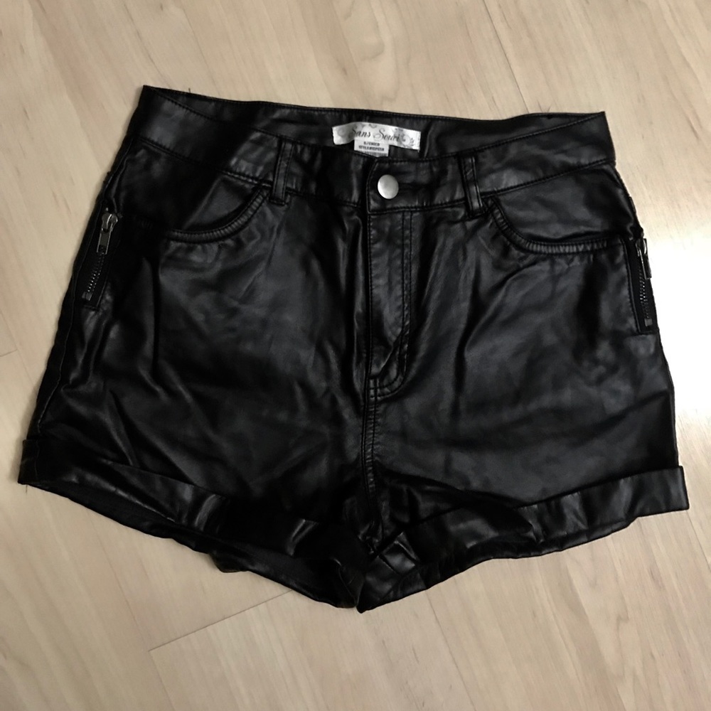 Faux leather high waisted shorts